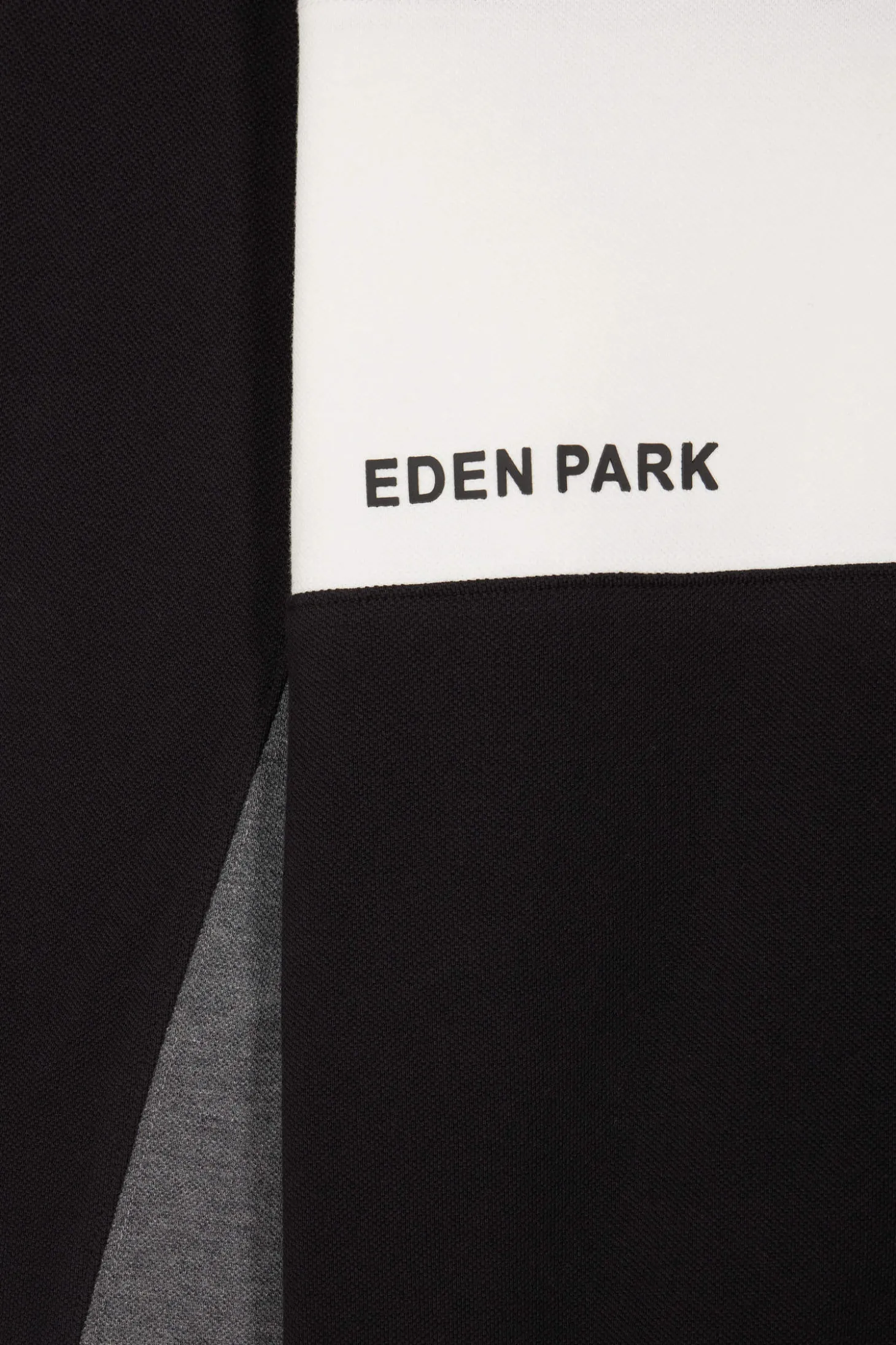 Regular black colorblock long-sleeved cotton piqué polo shirt