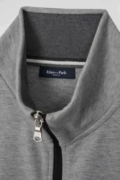 Regular black colorblock zipped cotton blend sweatshirt