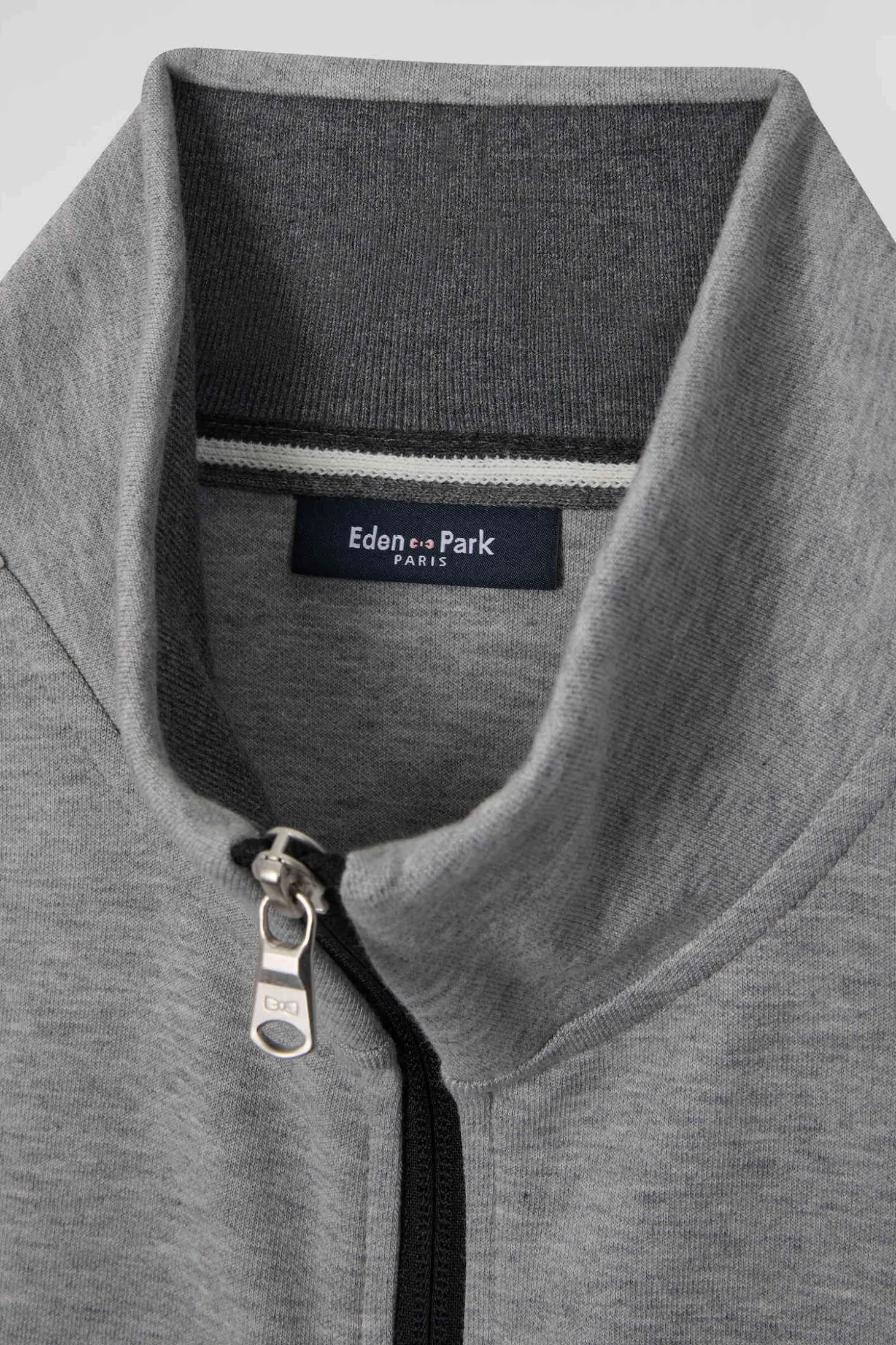 Regular black colorblock zipped cotton blend sweatshirt