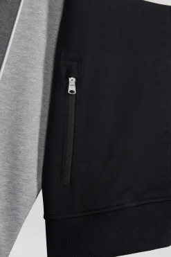 Regular black colorblock zipped cotton blend sweatshirt