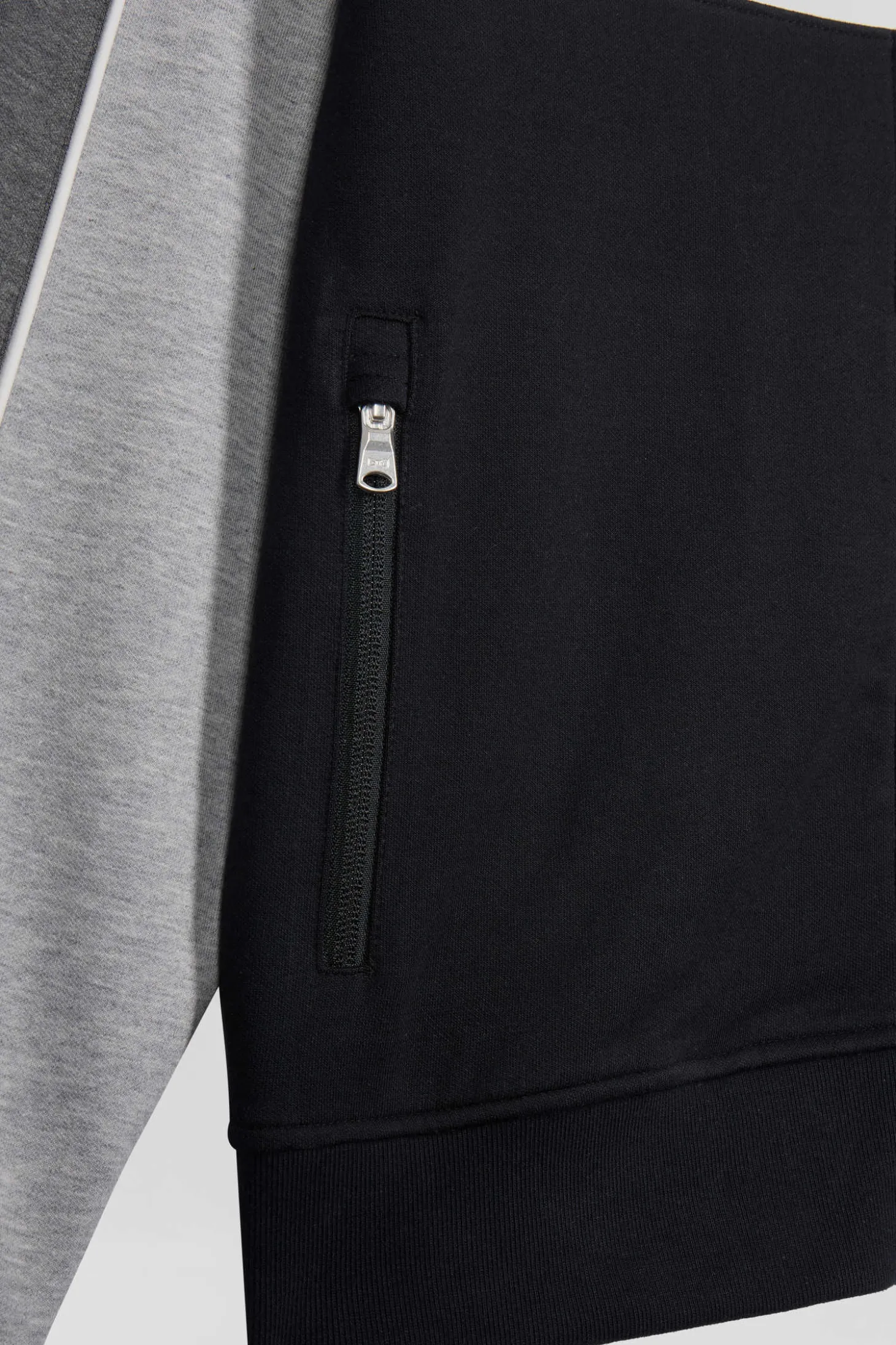 Regular black colorblock zipped cotton blend sweatshirt