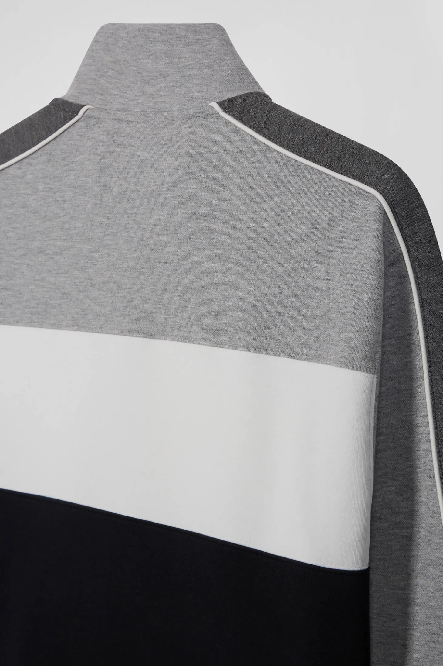 Regular black colorblock zipped cotton blend sweatshirt
