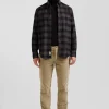 Regular black coton flannel checked shirt