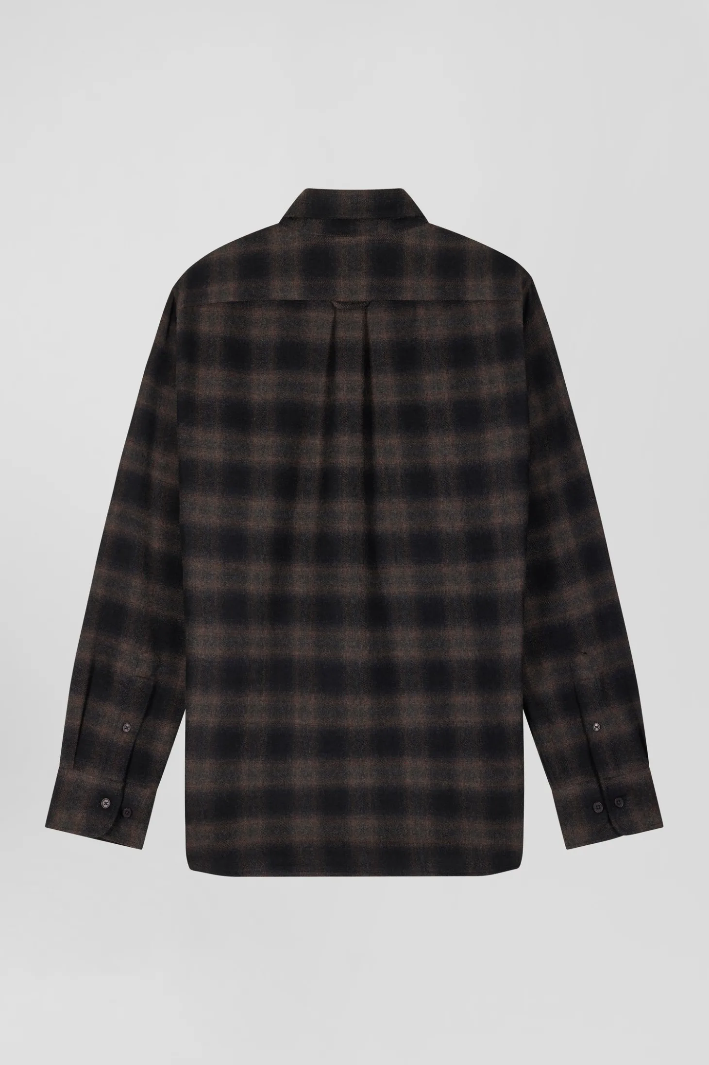 Regular black coton flannel checked shirt