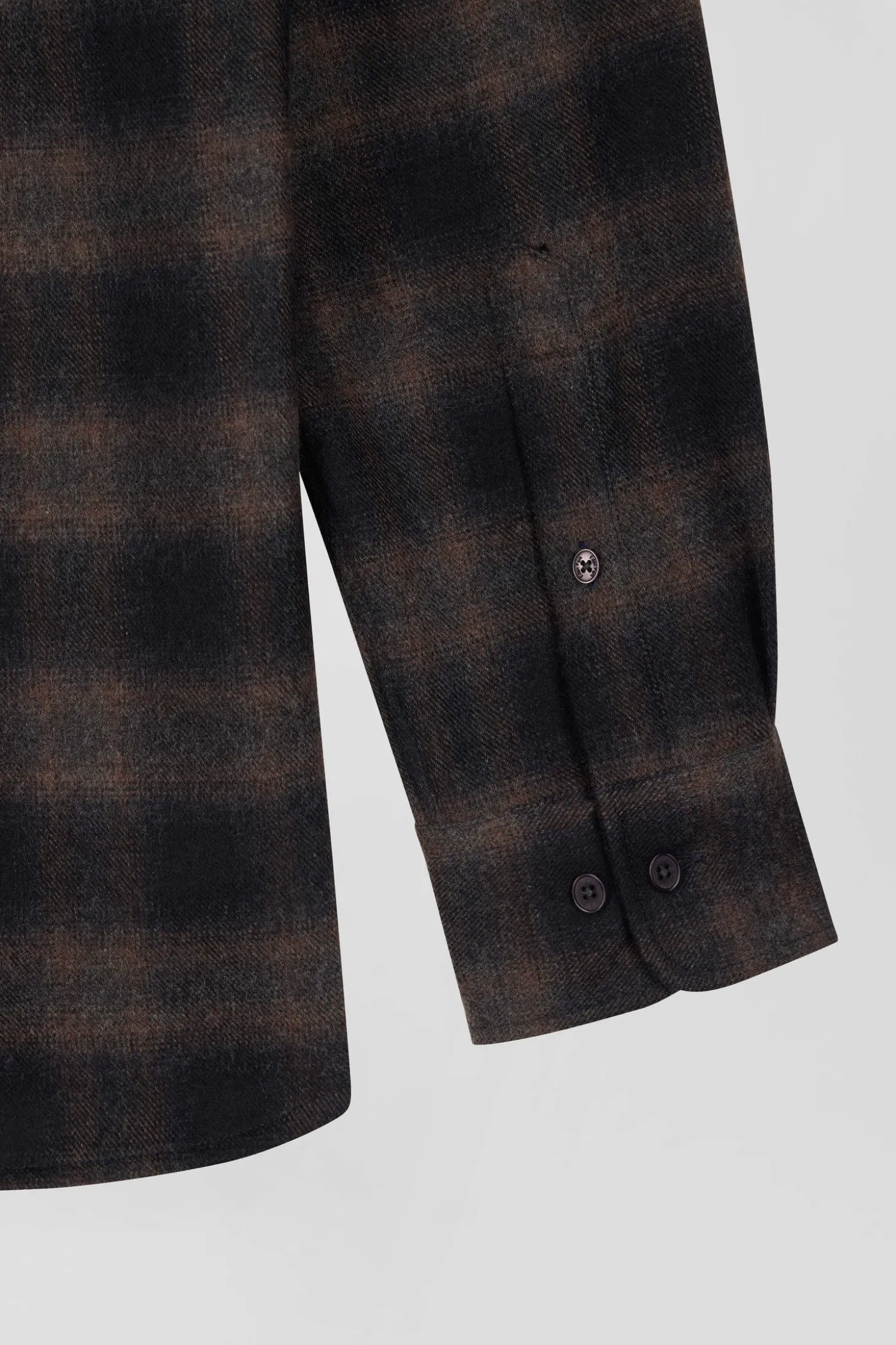 Regular black coton flannel checked shirt