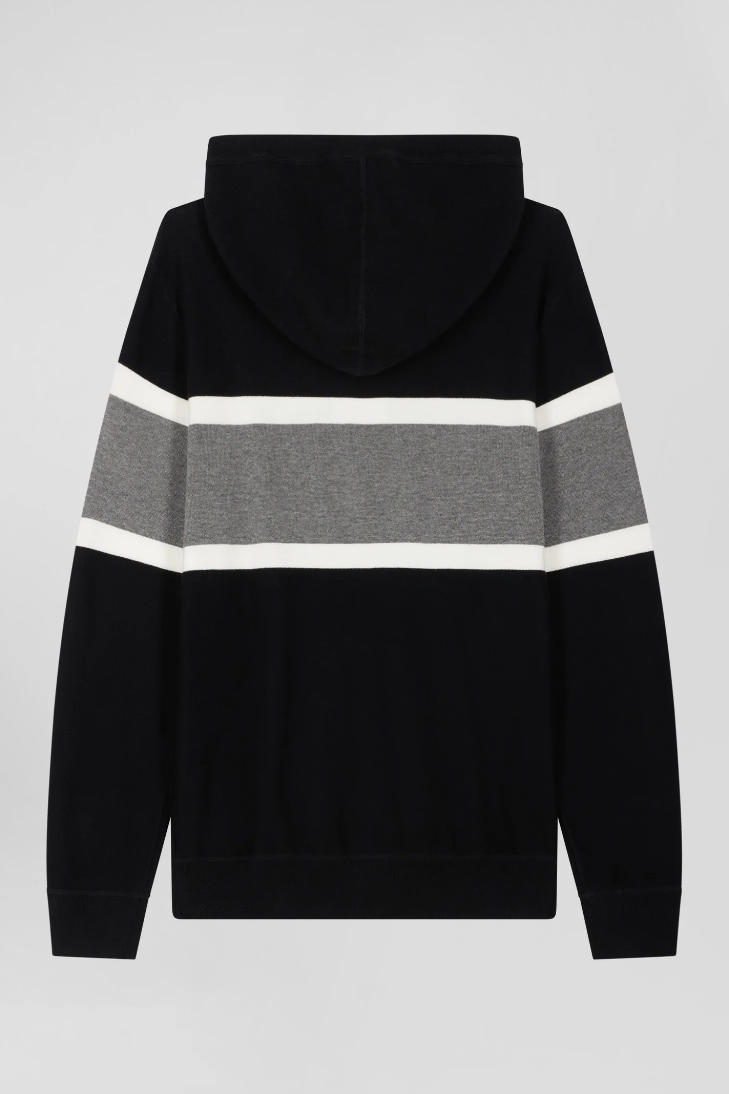 Regular black hooded jumper with EP10 jacquard