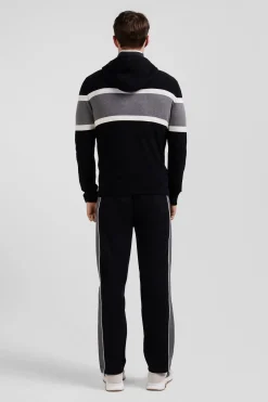 Regular black hooded jumper with EP10 jacquard