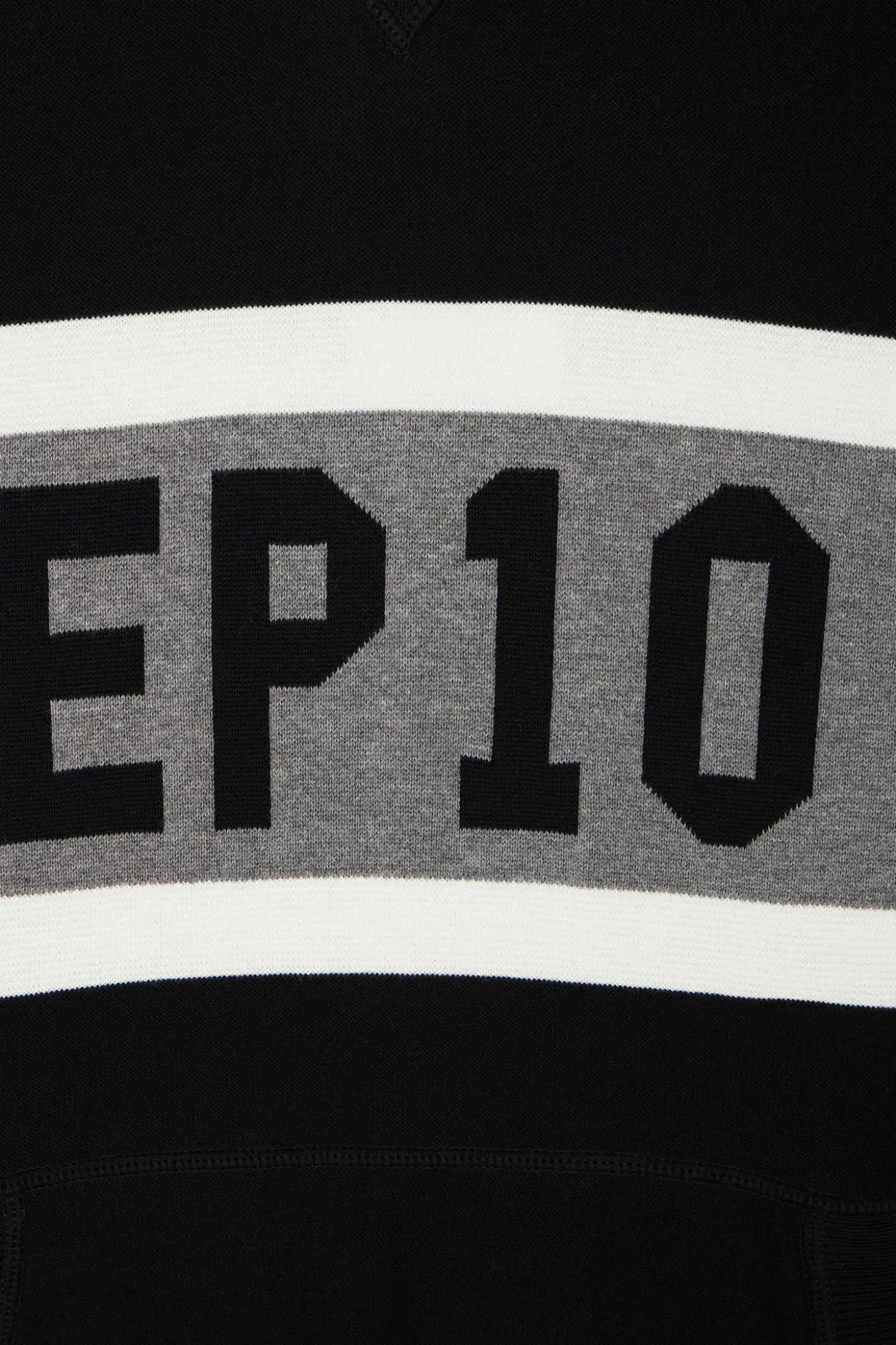 Regular black hooded jumper with EP10 jacquard