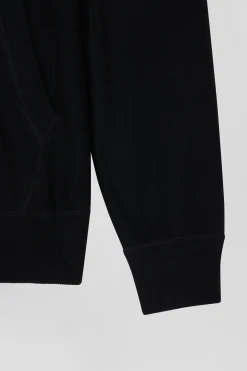 Regular black hooded jumper with EP10 jacquard