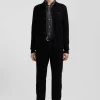 Regular black merino wool cardigan