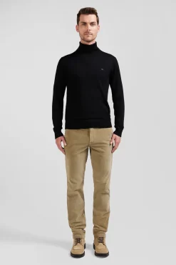 Regular black merino wool turtleneck jumper