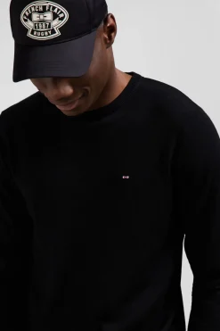 Regular black merino wool V-neck jumper