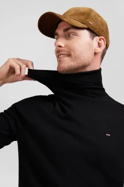 Regular black merino wool turtleneck jumper