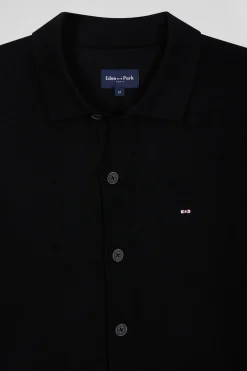 Regular black merino wool cardigan