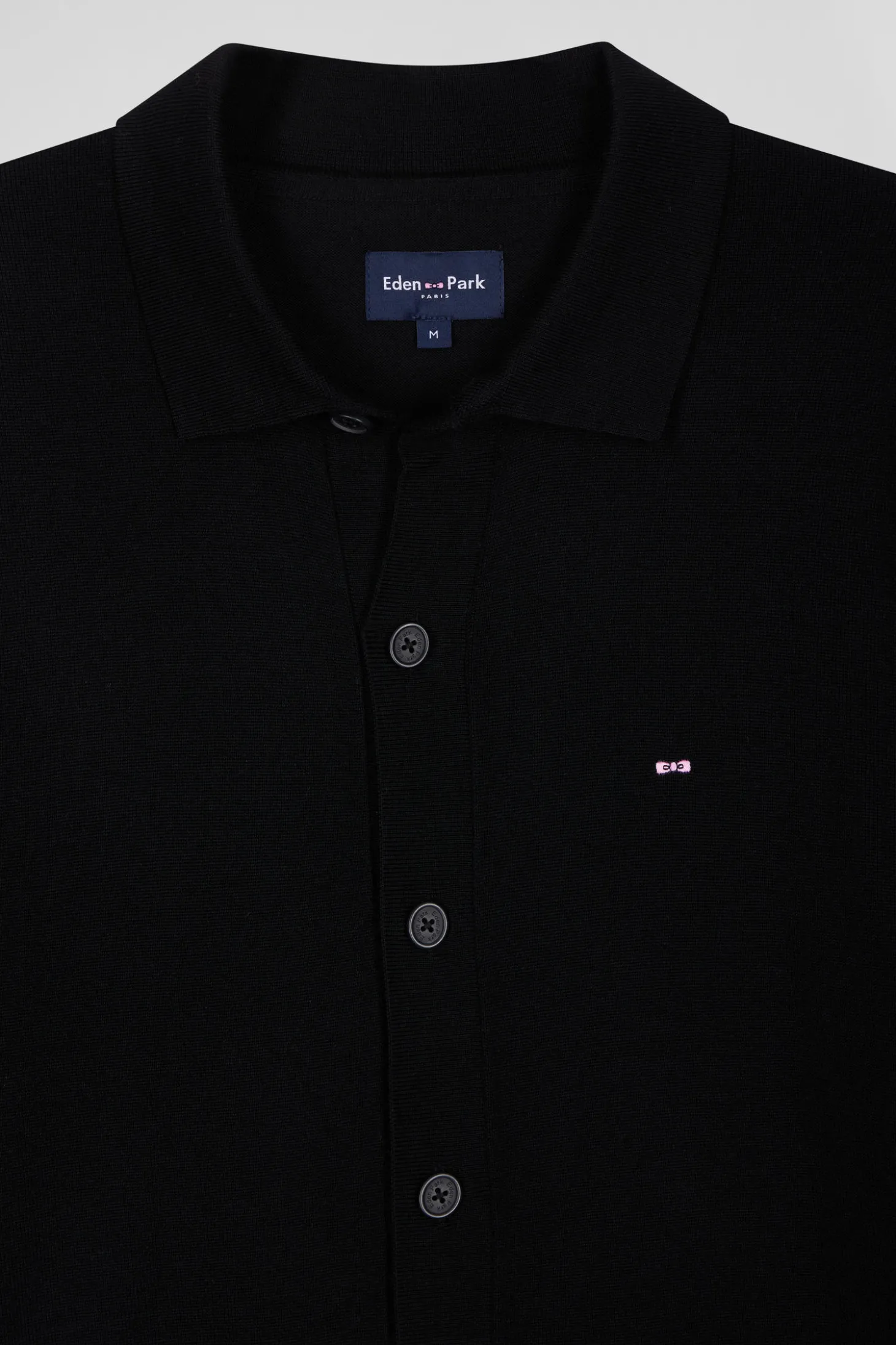 Regular black merino wool cardigan
