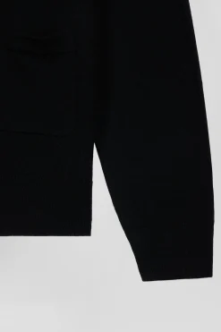 Regular black merino wool cardigan