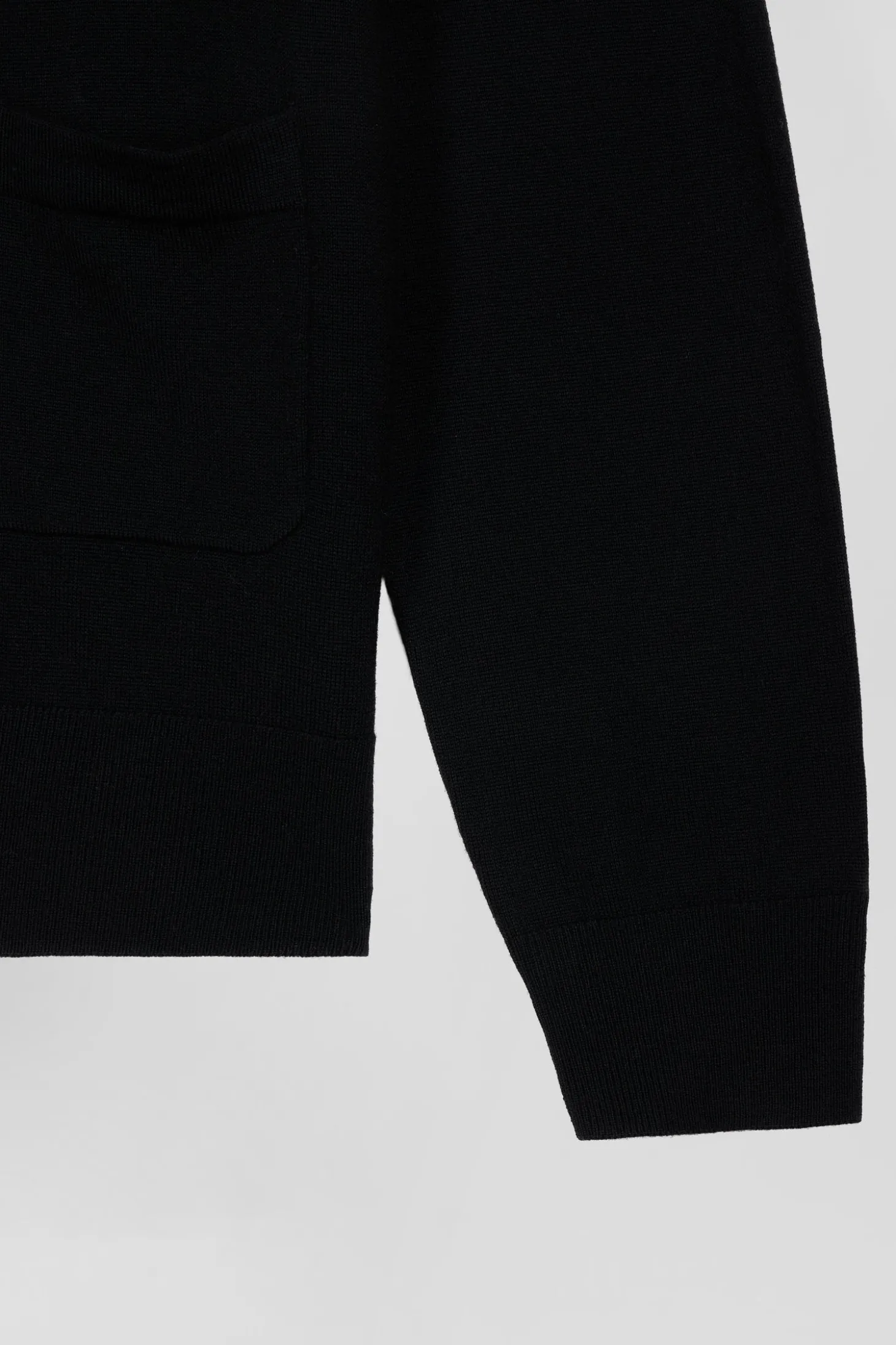 Regular black merino wool cardigan