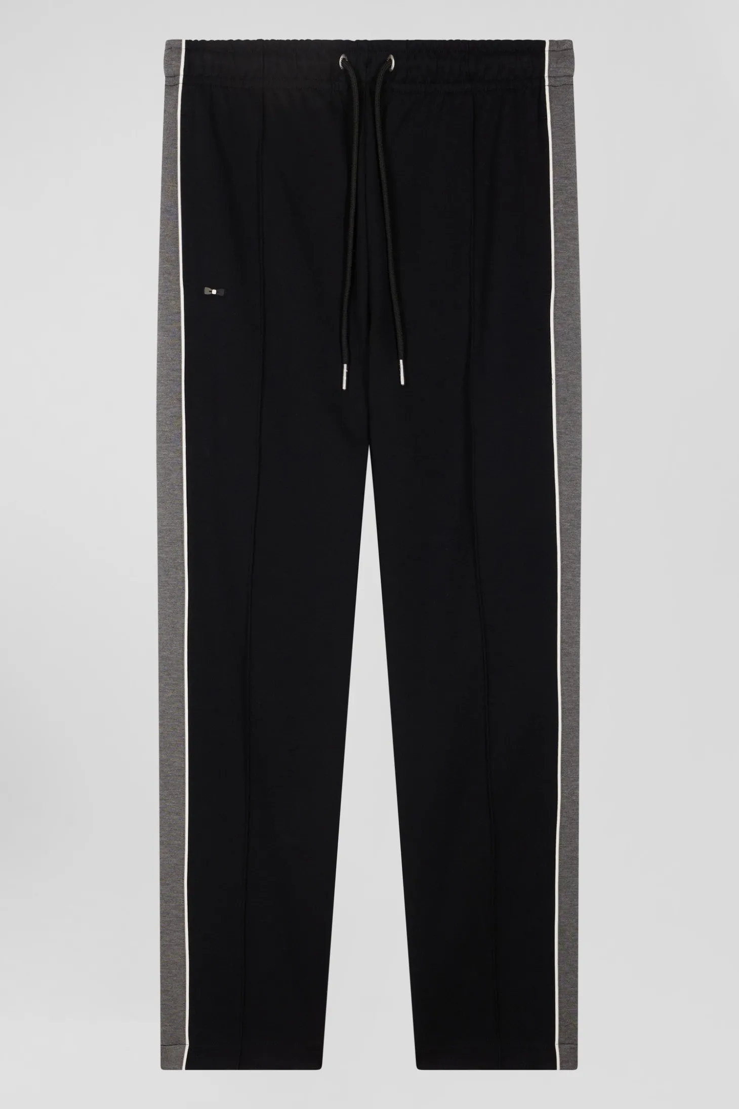 Regular black mixed cotton jogging bottoms with leg piping