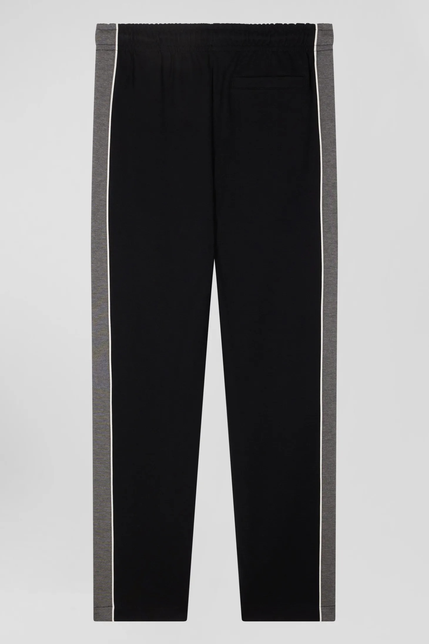 Regular black mixed cotton jogging bottoms with leg piping