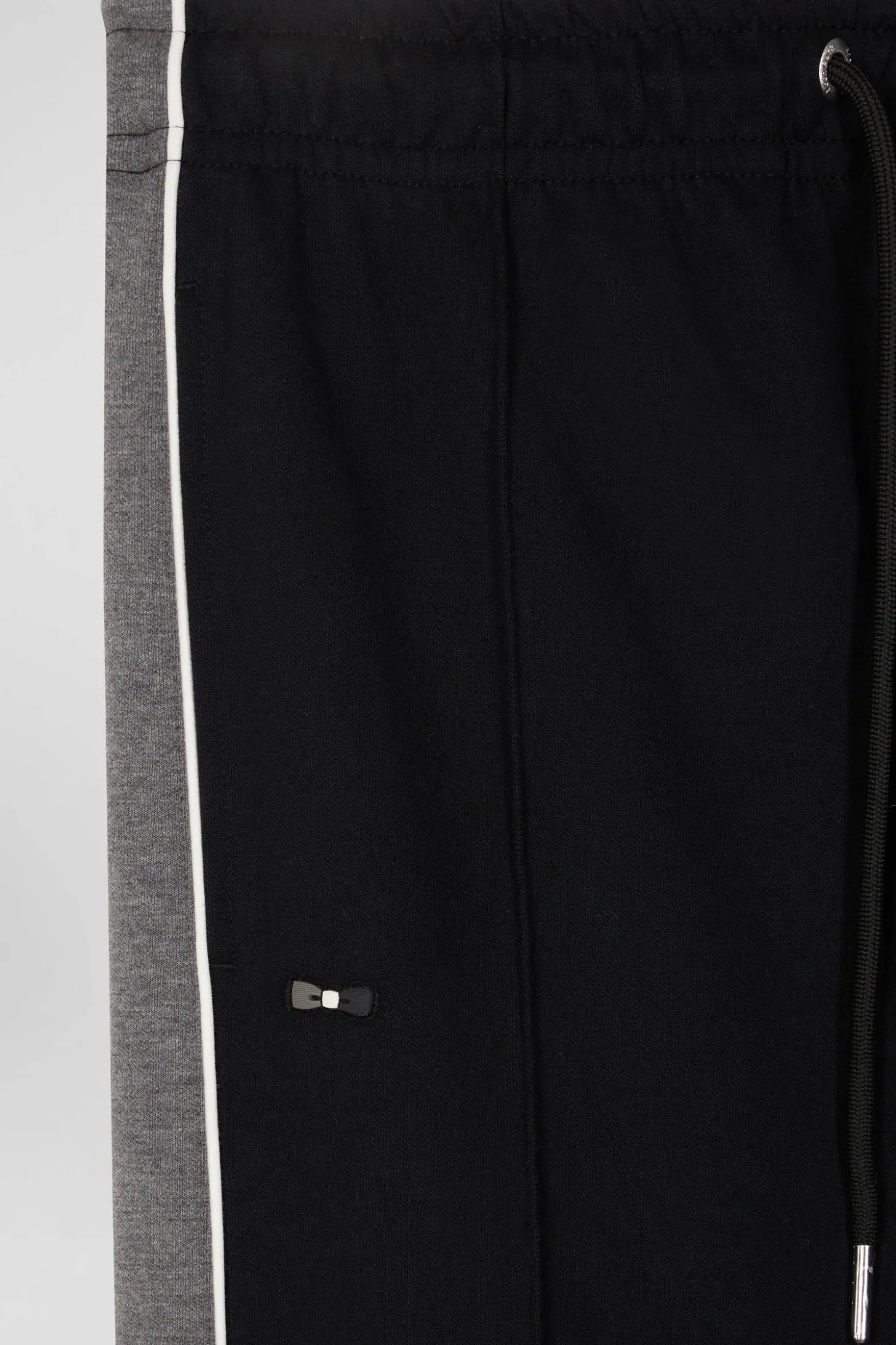 Regular black mixed cotton jogging bottoms with leg piping