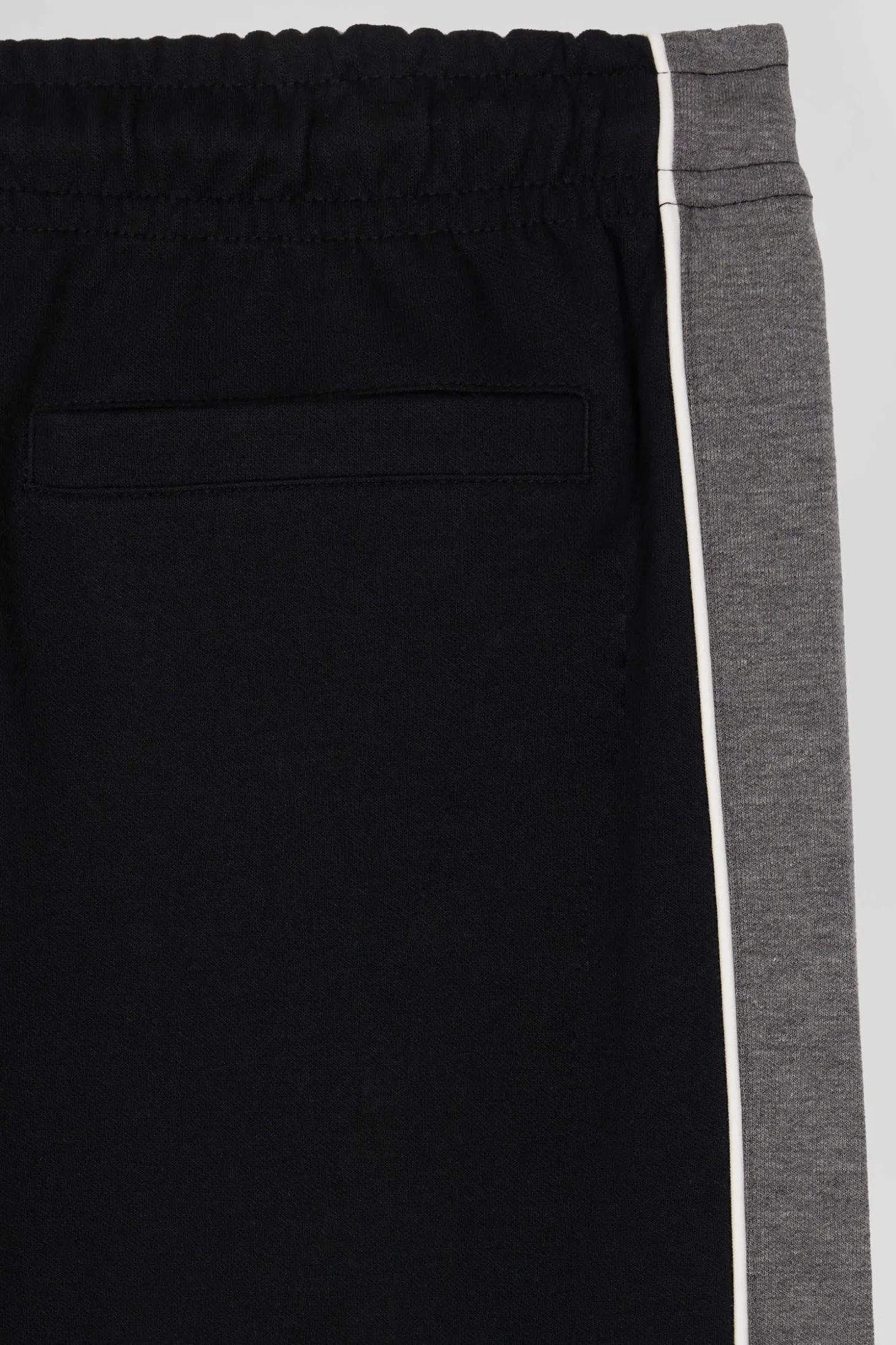 Regular black mixed cotton jogging bottoms with leg piping