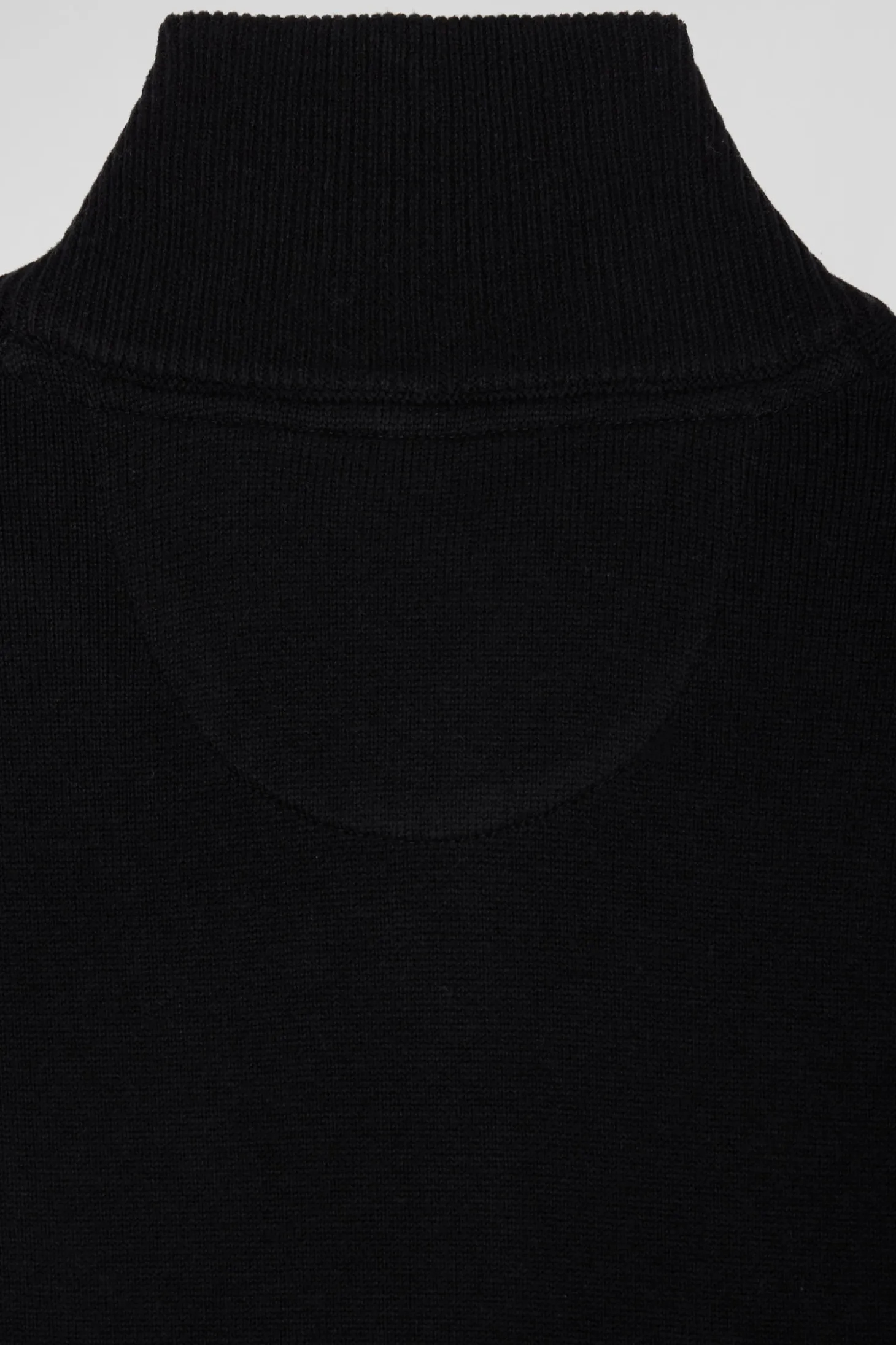 Regular black plain wool and cotton zipped cardigan