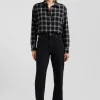 Regular black stretch cotton 5-pocket jeans