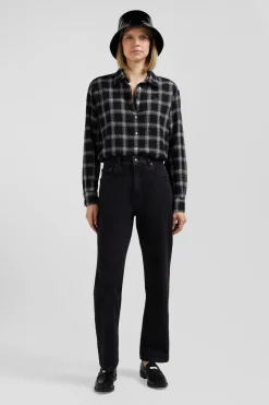Regular black stretch cotton 5-pocket jeans