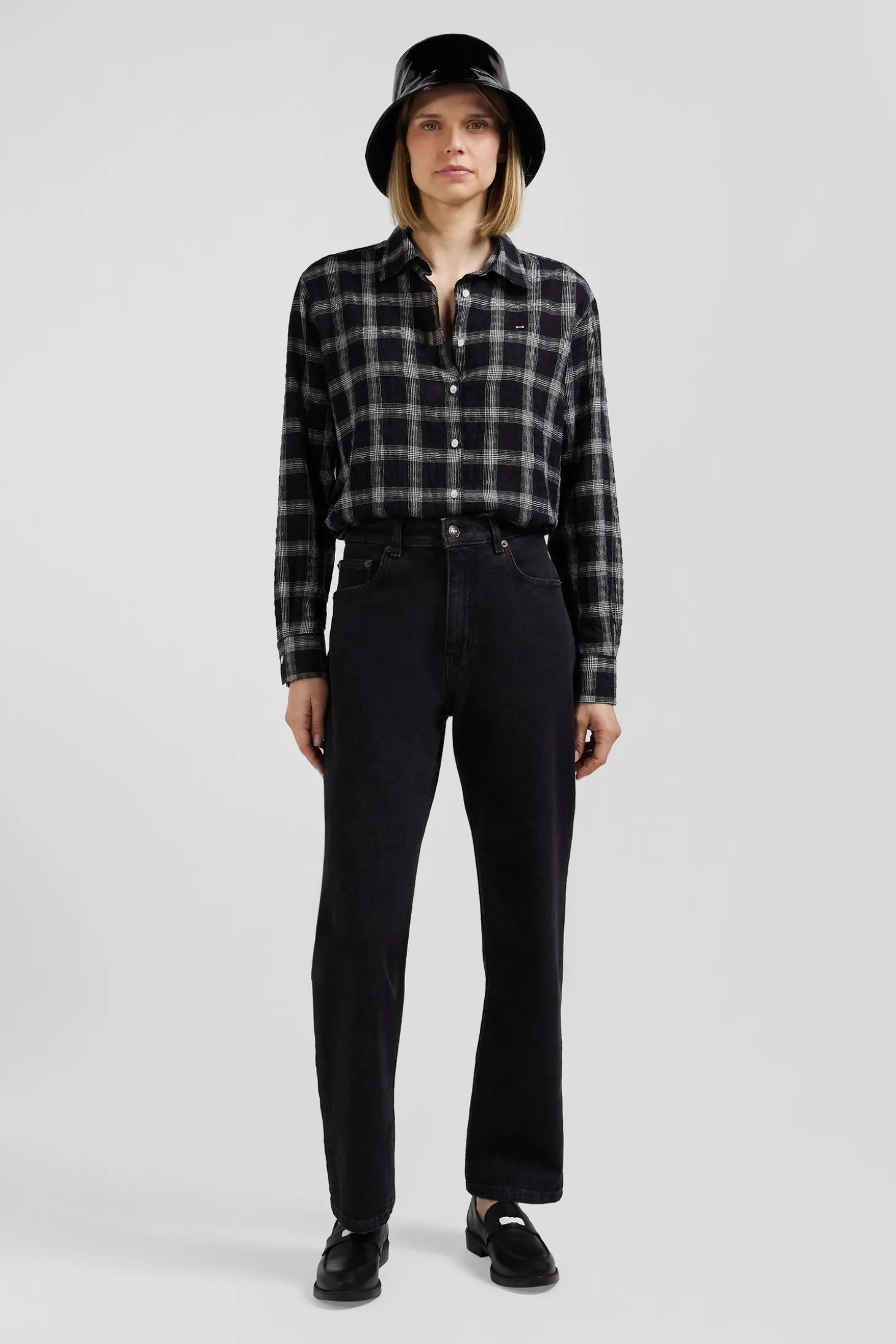 Regular black stretch cotton 5-pocket jeans