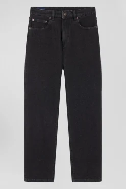 Regular black stretch cotton 5-pocket jeans