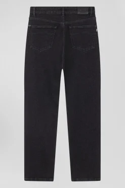Regular black stretch cotton 5-pocket jeans