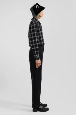 Regular black stretch cotton 5-pocket jeans