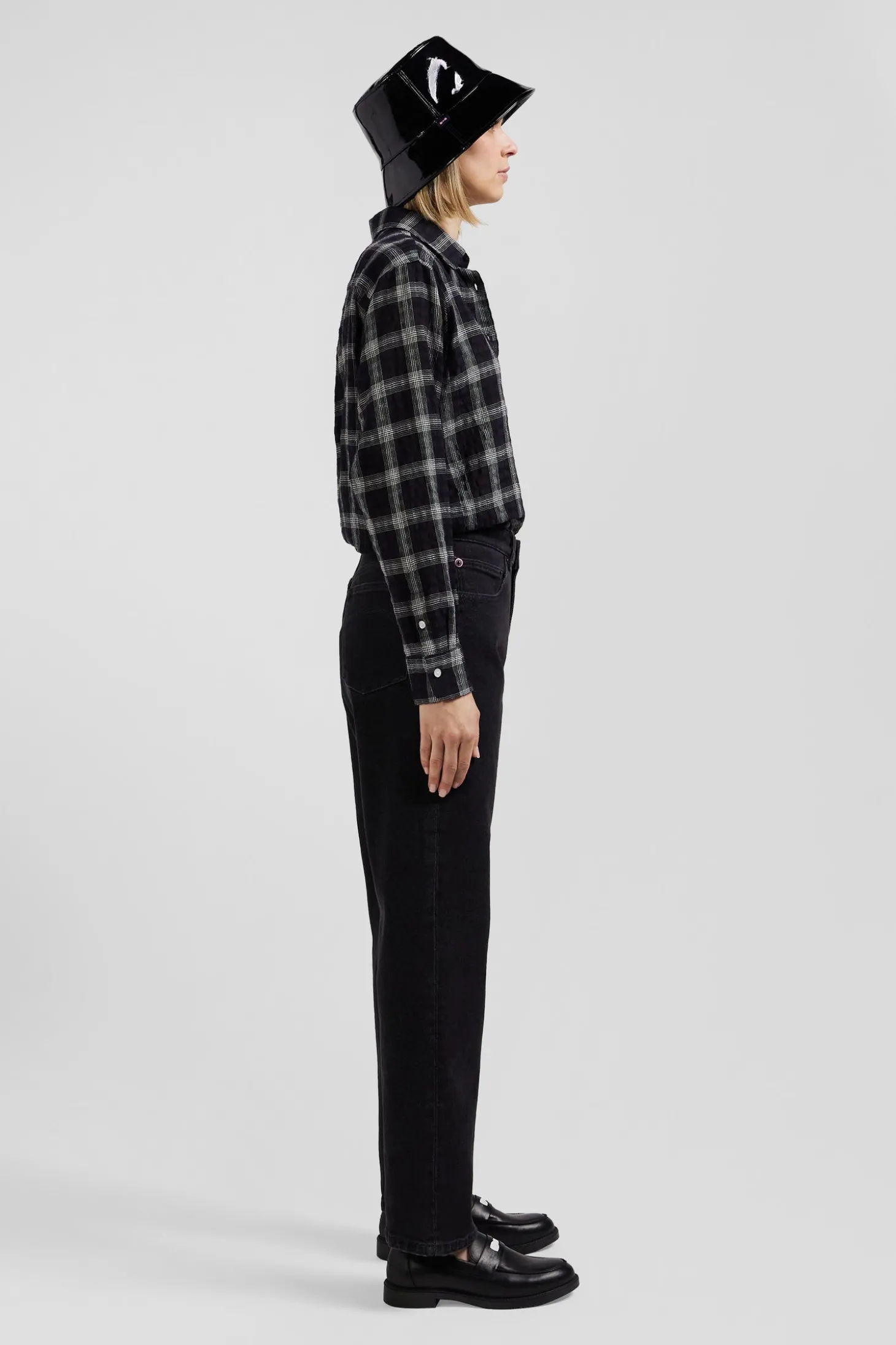 Regular black stretch cotton 5-pocket jeans