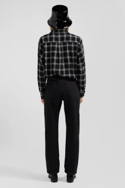 Regular black stretch cotton 5-pocket jeans