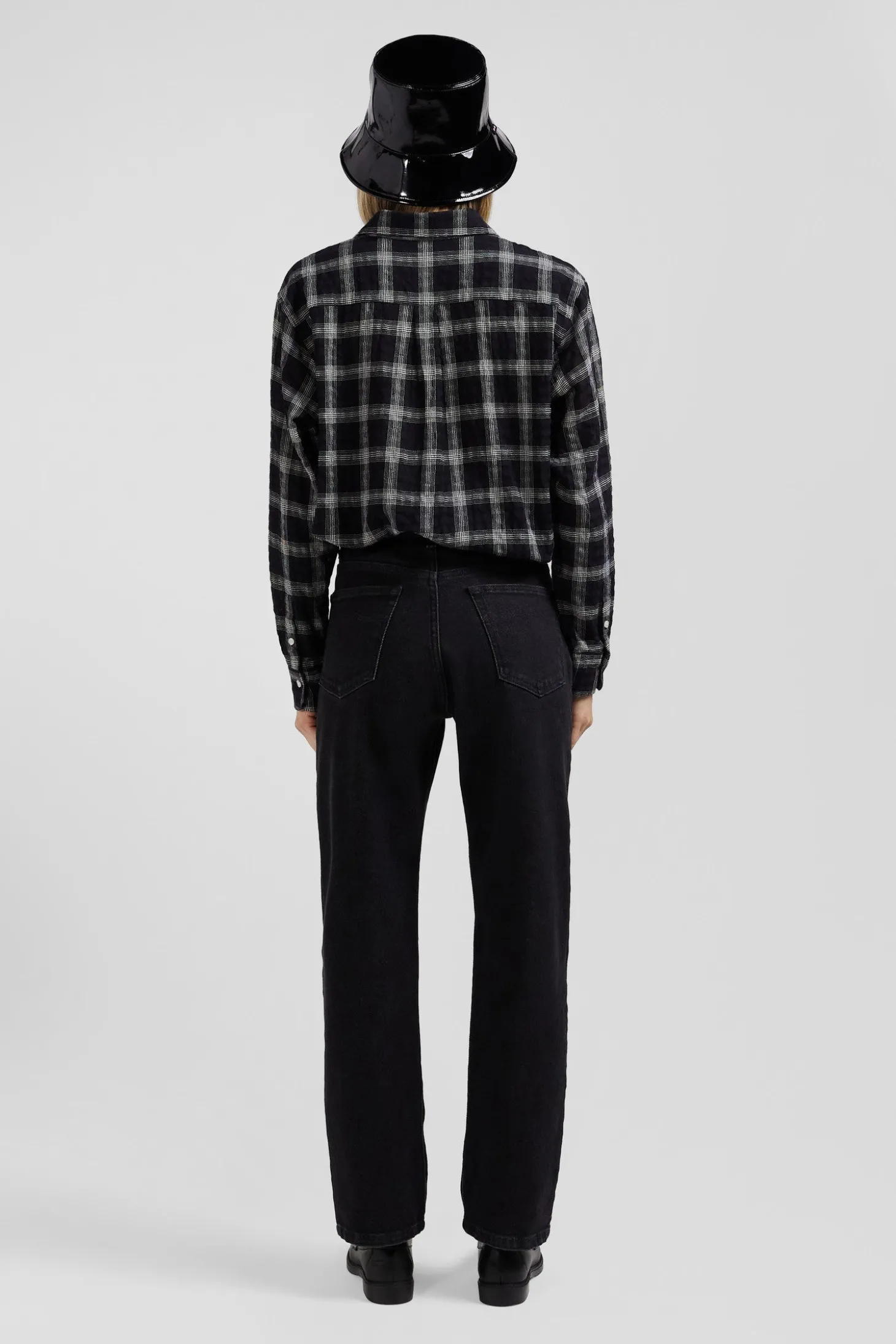 Regular black stretch cotton 5-pocket jeans