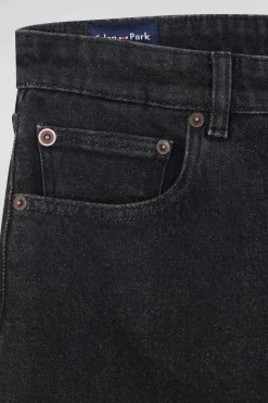 Regular black stretch cotton 5-pocket jeans