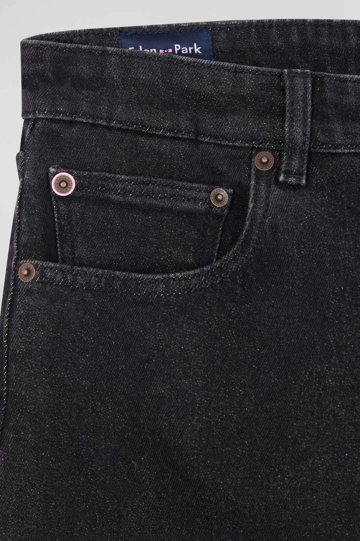 Regular black stretch cotton 5-pocket jeans
