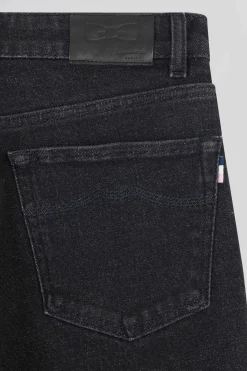 Regular black stretch cotton 5-pocket jeans