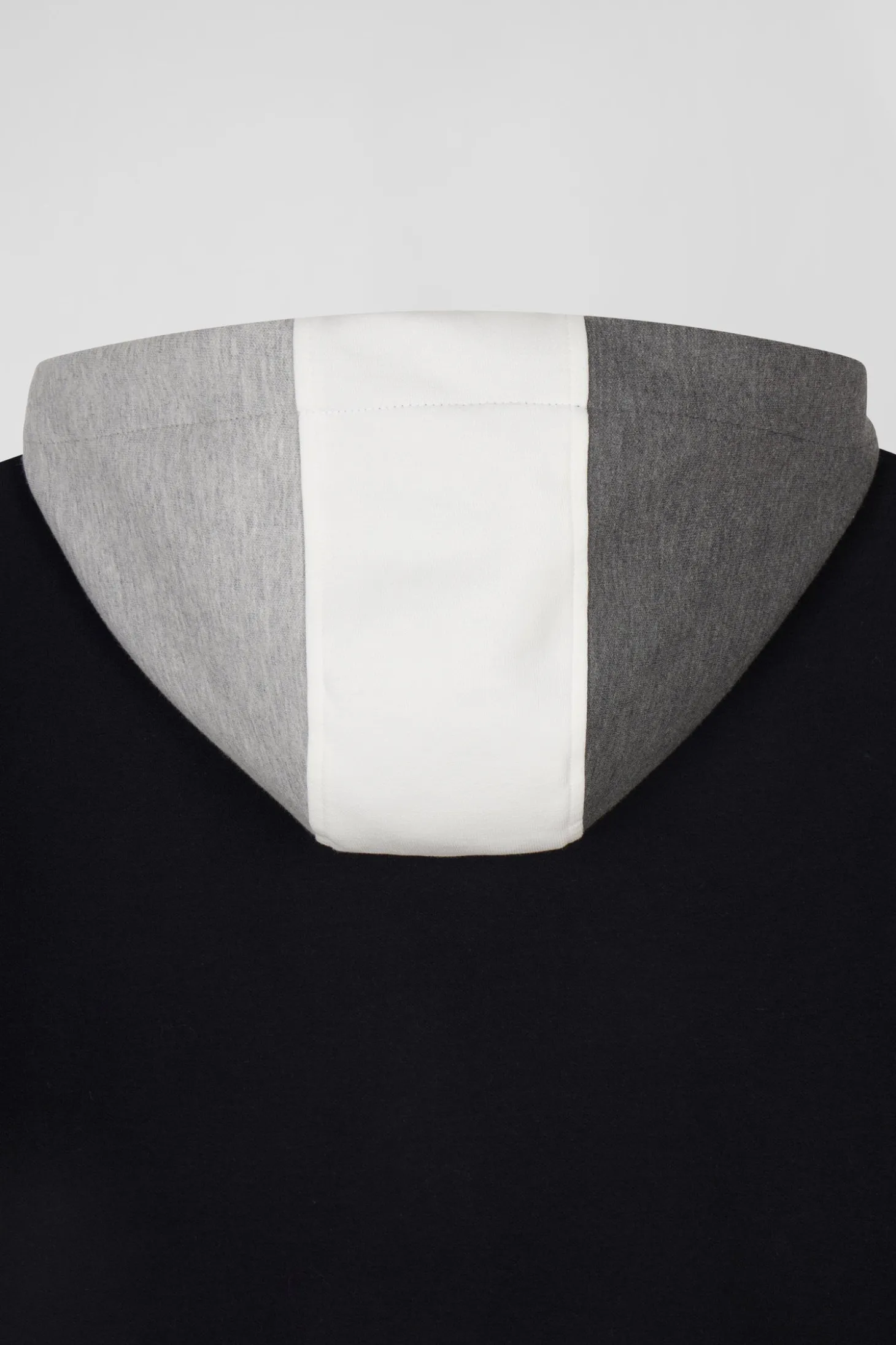 Regular black zipped bi-material sweatshirt with padded front