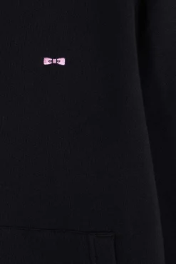 Regular black zipped brushed cotton fleece sweatshirt with high top collar