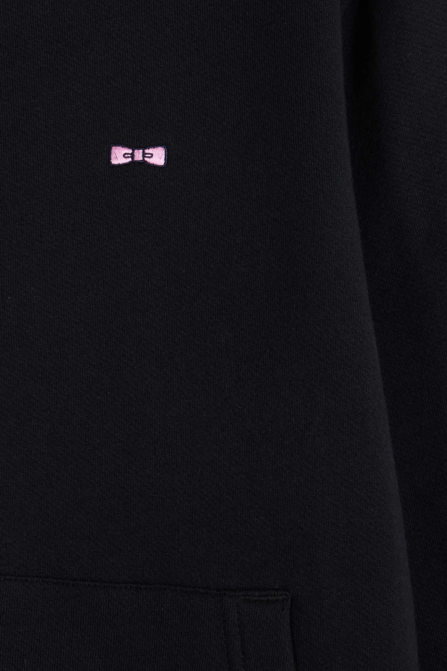 Regular black zipped brushed cotton fleece sweatshirt with high top collar