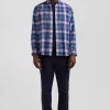 Regular blue and pink checked cotton shirt
