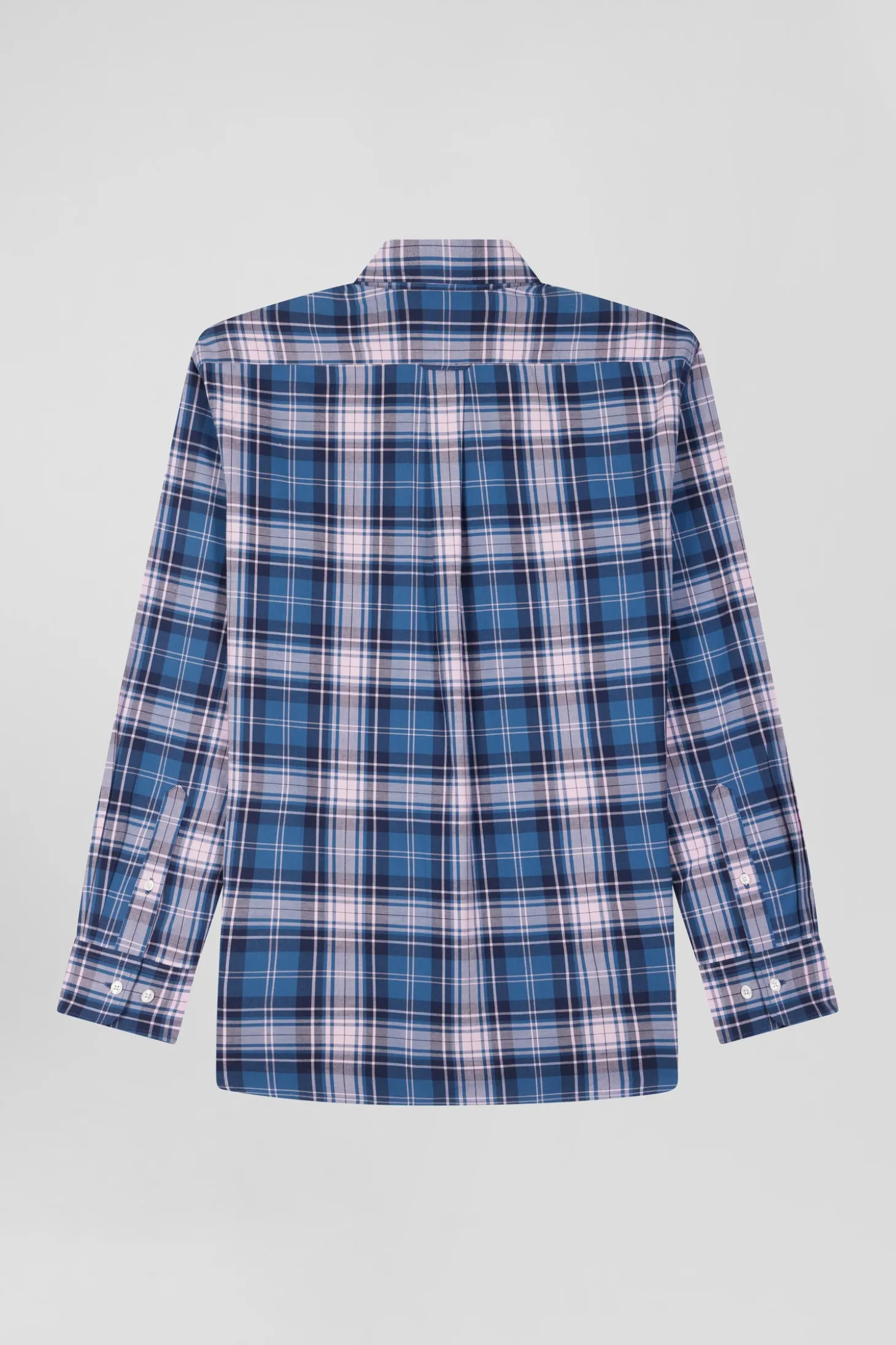 Regular blue and pink checked cotton shirt