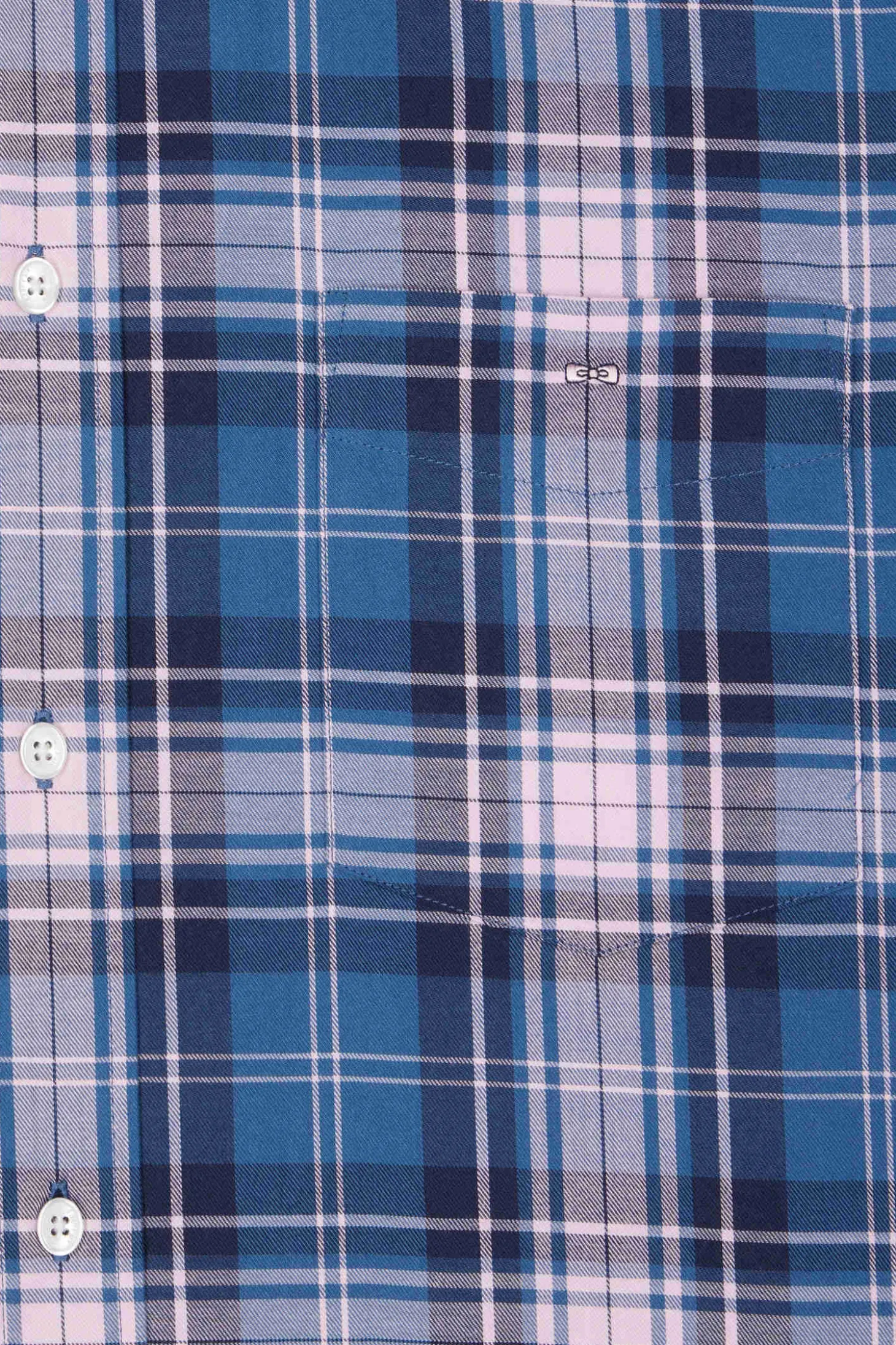 Regular blue and pink checked cotton shirt