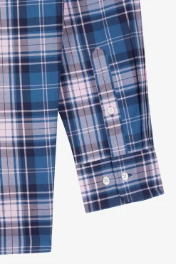 Regular blue and pink checked cotton shirt