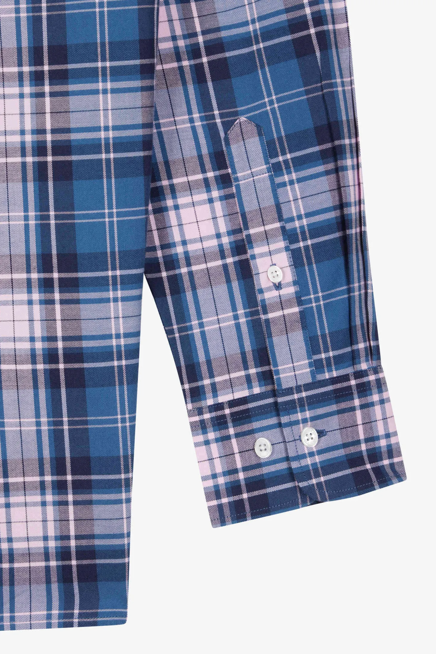Regular blue and pink checked cotton shirt