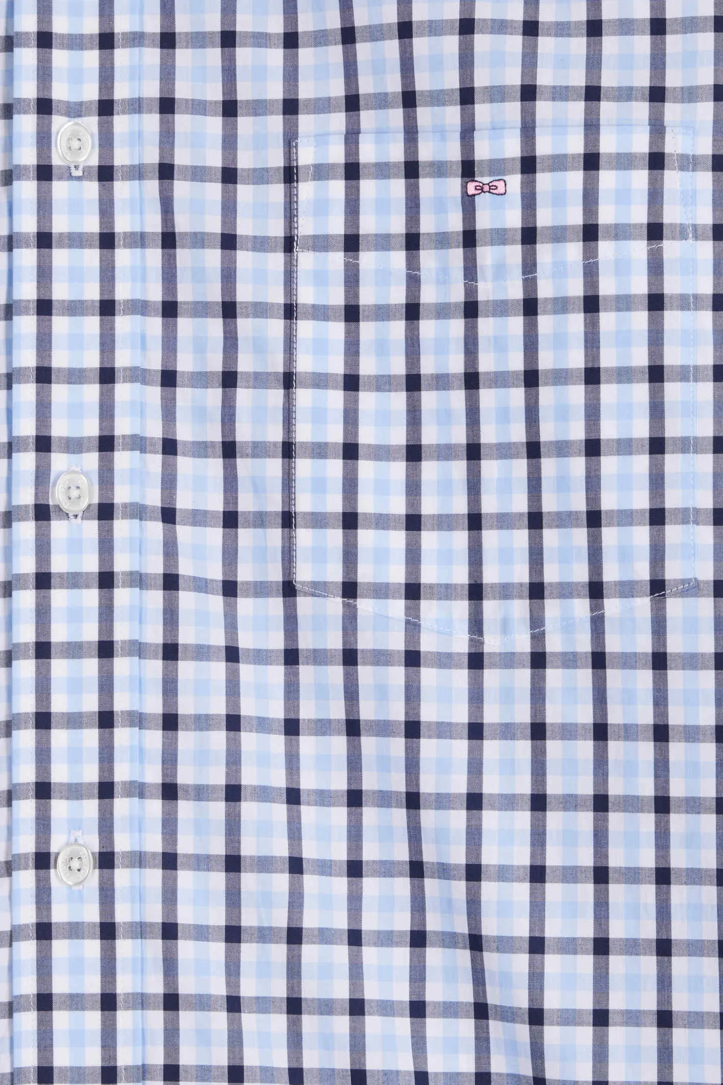 Regular blue and white checked cotton poplin shirt
