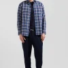 Regular blue checked cotton shirt