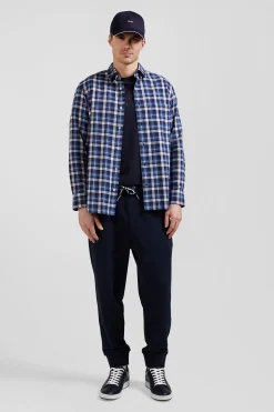 Regular blue checked cotton shirt