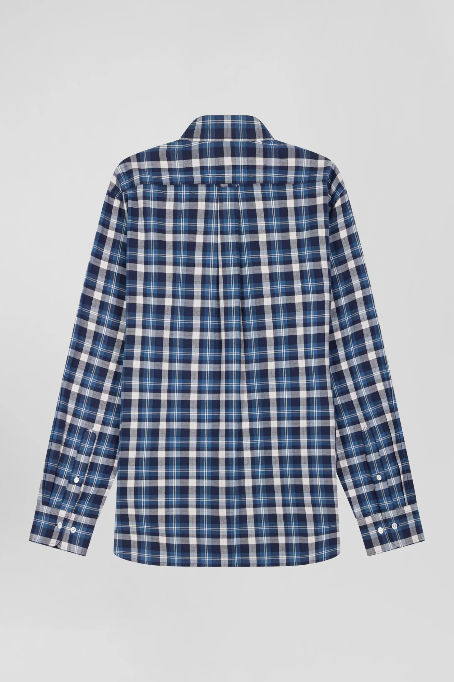 Regular blue checked cotton shirt